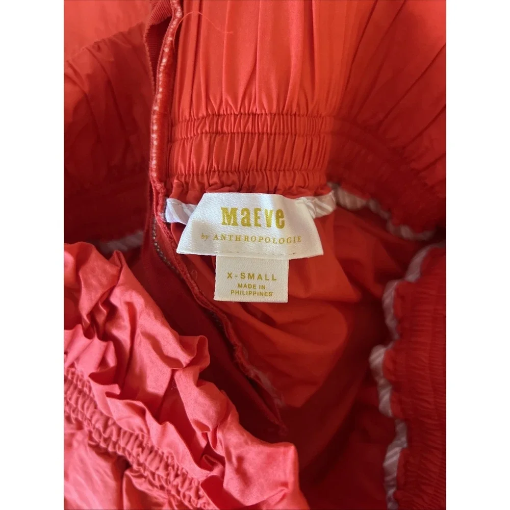 Maeve Anthropologie Paperbag Skort XS Orange Cotton High Waist Mini Skirt Shorts